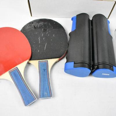 Table Tennis Net, Paddles, & 3 balls - New