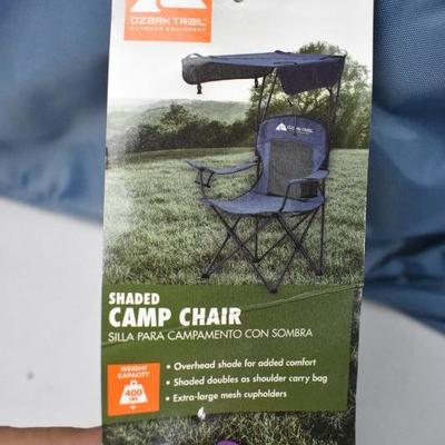 Shaded Camp Chair by Ozark Trail. Blue - New