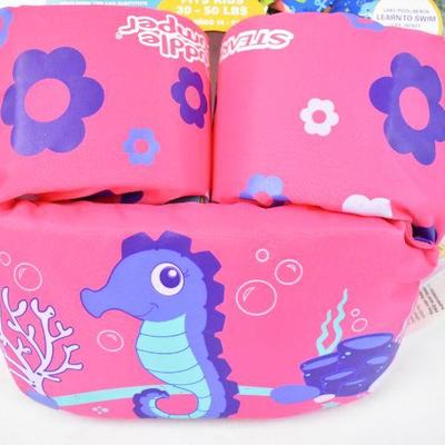 Puddle Jumper Life Jacket for Kids 30-50 pounds. Pink, Purple, Seahorse - New