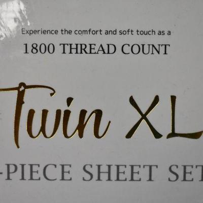 Twin XL Sheet Set 1800 TC Gray & Twin XL Bed Skirt White - New