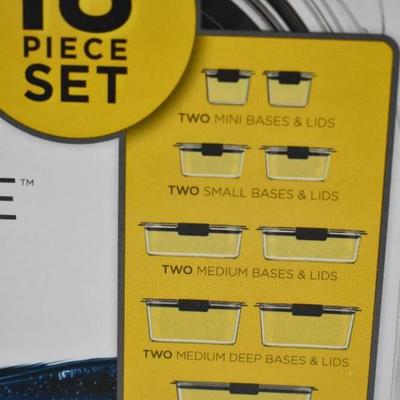 Rubbermaid Brilliance Food Storage Set, 18 pieces: 9 containers & 9 lids - New