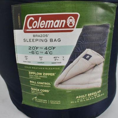 Coleman Sleeping Bag Brazos Navy & Tan - New