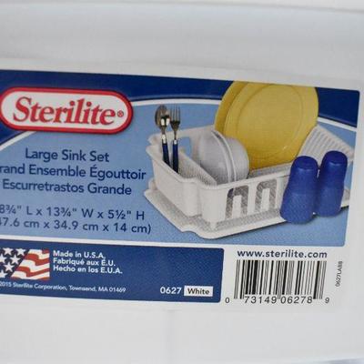 Sterilite Large Sink Set, White, and Three 8 quart Dishpans, White - New