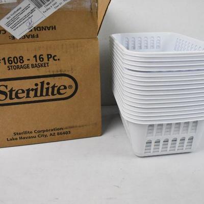Sterilite Storage Baskets, Qty 16, White - New