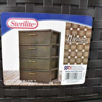 Sterilite 4 Drawer Brown Weave. No Casters - New