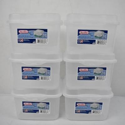 Sterilite Flip Top Storage Containers, Qty 6 , Clear - New