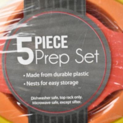 Folding Dish Rack & Drainboard (open package) & 5 pc Colorful Prep Set - New