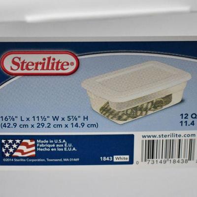 Sterilite 12 Quart Bins, Clear with White Lids, Qty 6 - New