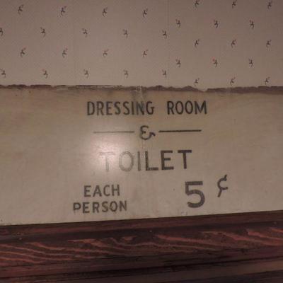 Antique Dressing Room and Toilet Sign on Heavy Marble Slab