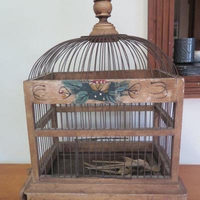 Antique Wood Birdcage