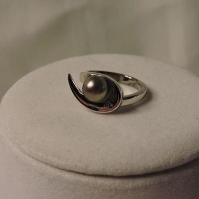 Sterling Silver Majorica Slide Necklace and matching Ring