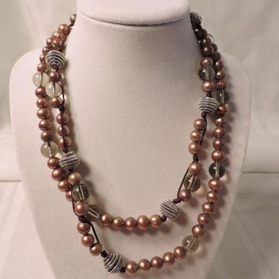 Beautiful Dyed Cultured Freshwater Pearls with Glass and Metal Beads