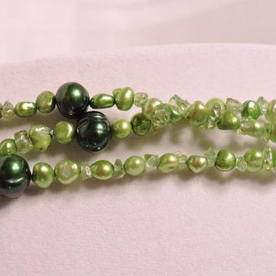 2 Rope Necklaces with Stones and Dyed Cultured Freshwater Pearl