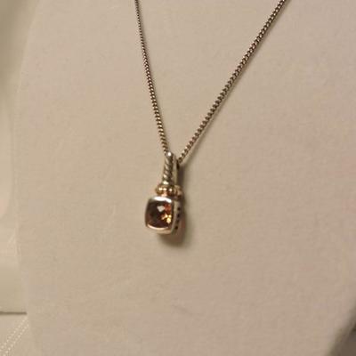 Sterling Silver and 14k Gold with Citrine Necklace