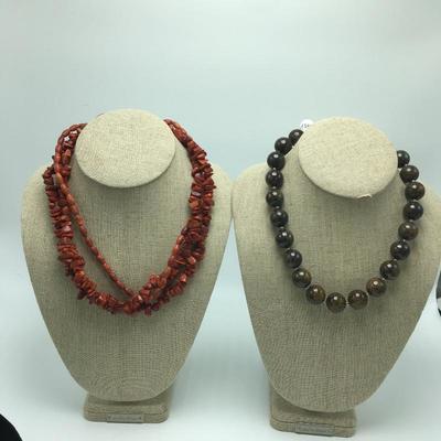 Lot 132 - Silpada Bronzite and Coral Necklaces 