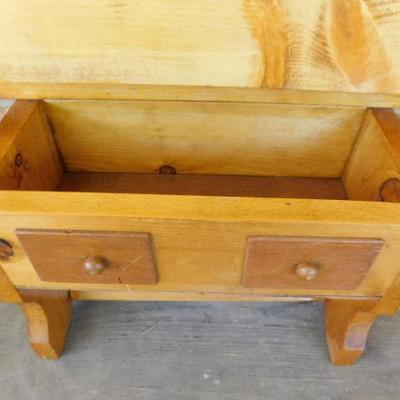 Folk Art Pine Wood Dresser Top Button and Sewing Sewing Box 12