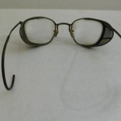 Pair of Vintage Metal Rim and Mesh Corner Shade Saftey Glasses
