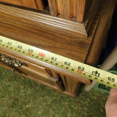 Arch Top Pecan Wood China Display Cabinet Glass Front 64