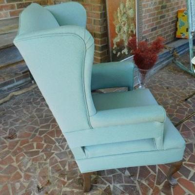 Mid Century Blue Wing Back Chair