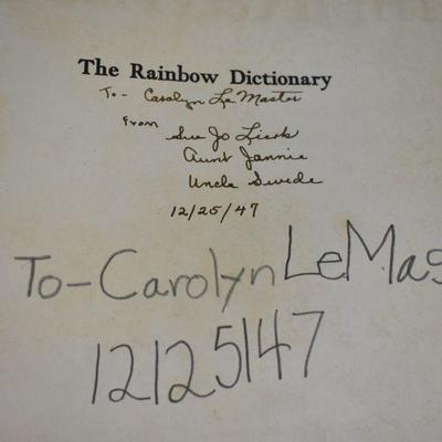The Rainbow Dictionary Hardcover Book Vintage 1947