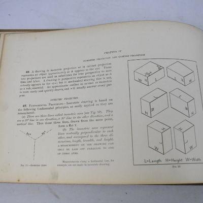 Antique 1898 Hardcover Book Mechanical Drawing