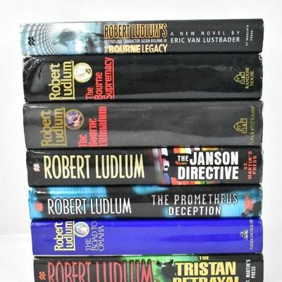 7 Hardcover Books by Robert Ludlum: Bourne Legacy -to- Tristan Betrayal