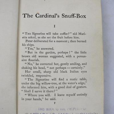 Antique 1900 Hardcover Book The Cardinal's Snuff-Box by Harland