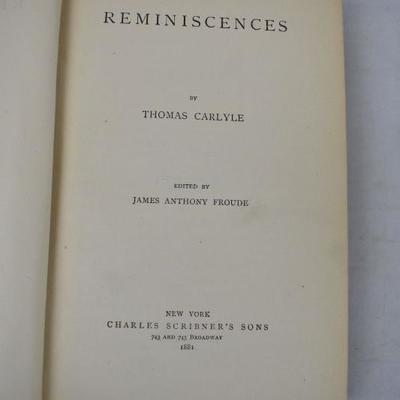 Antique 1881 Hardcover Book Reminiscences by Thomas Carlyle