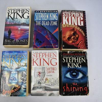 6 Paperback Books by Stephen King: Bag of Bones -to- The Shining