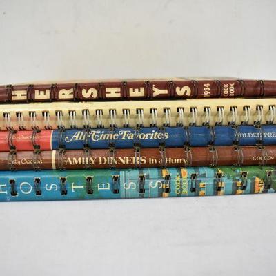 5 Hardcover Spiral Bound Vintage Cookbooks: Hershey's 1934 to- Betty Crocker