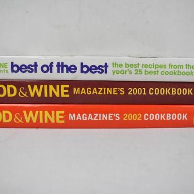 3 Hardcover Books: Food & Wine 2000, 2001, 2002
