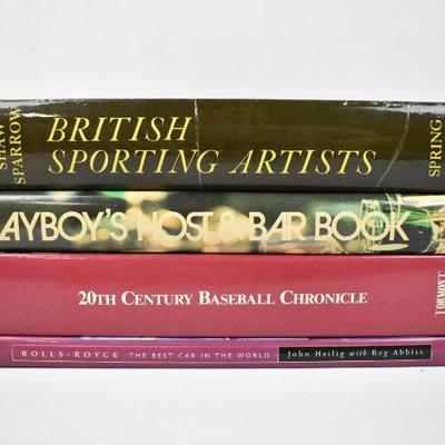 4 Coffee Table Books, Vintage: Sporting Artists, Bar Book, Baseball, Rolls Royce