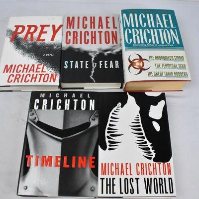 5 Hardcover Books by Michael Crichton: Prey -to- Lost World