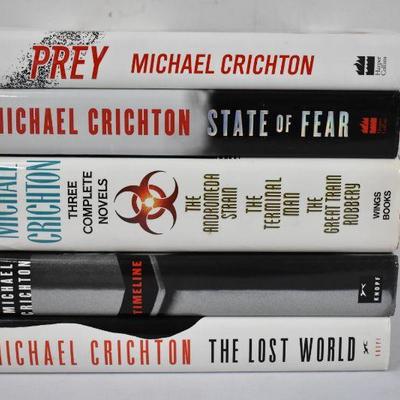 5 Hardcover Books by Michael Crichton: Prey -to- Lost World