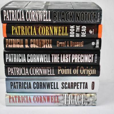 7 Hardcover Books by Patricia Cornwell: Black Notice -to- Trace