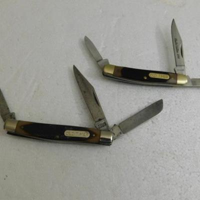 Two Piece Set of Old Timer Three Blade Knives