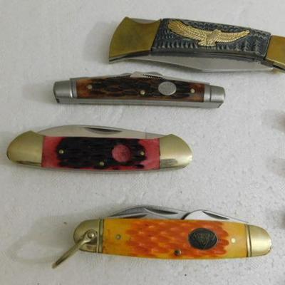 Set of Nine Pocket Knives of Various Makes and Blade Counts