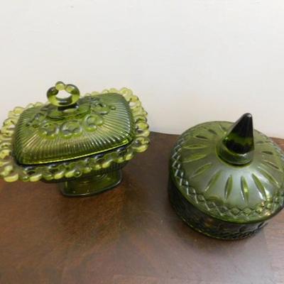 Set of Green Vintage Indiana Glass Candy Dishes