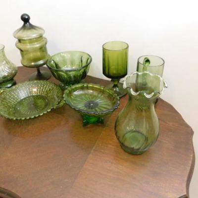 #1:  Collection Green Vintage Indiana Glass 