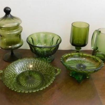 #1:  Collection Green Vintage Indiana Glass 