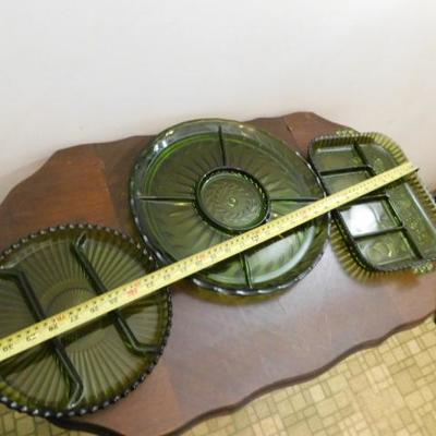 Set of Three Vintage Green Serving Platters