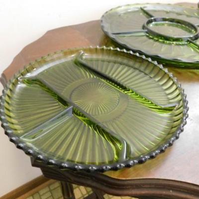 Set of Three Vintage Green Serving Platters