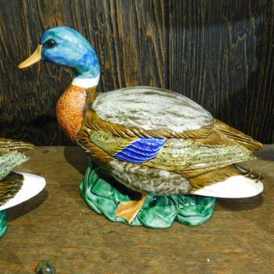 Impressive Ceramic Duck Set with Nice Glaze Finishes and Bold Coloring