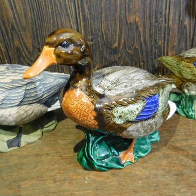 Impressive Ceramic Duck Set with Nice Glaze Finishes and Bold Coloring