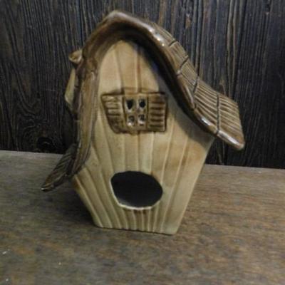 Ceramic Cottage Bird House 