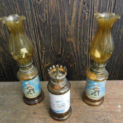 Set of Three Oil Lamps with Paper Wrap 