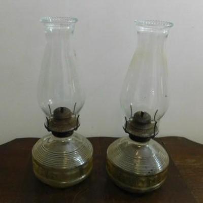Set of Oil Lamps with Matching Chimneys 14