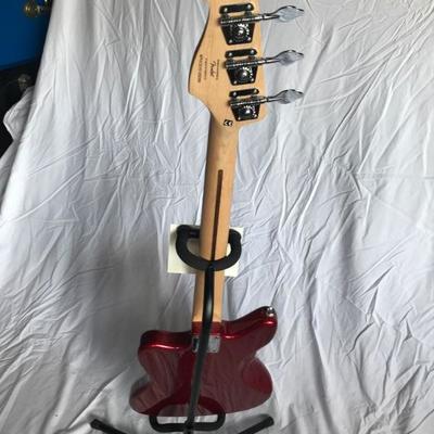 Lot#19 Fender Squier Jaguar Bass Guitar with Fender Guitar case and Stand