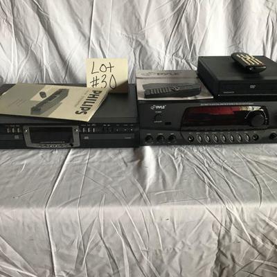 Lot #30 Phillips CD Recorder Player, DVD Player , Pyle Receiver
