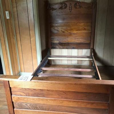 Lot #41 Antique Twin Oak Bed 